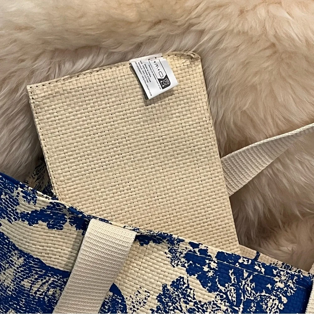 Dior Riviera Blue and White‎ Straw Tote Bag Beach Tote Bag Book Tote VIP Tote - Picture 9 of 11